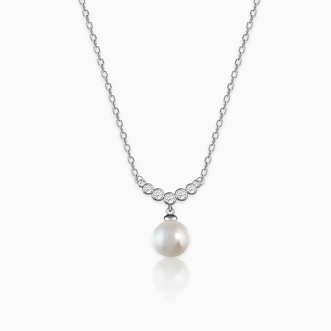 Silver Minimal Pearl Necklace